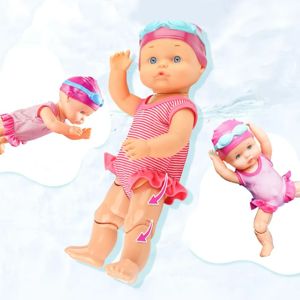 Swimming Doll Waterproof Doll with Movable Joint Battery Powered Detachable Suit Cute Realistic Doll Baby Doll Kids Bathroom Toy