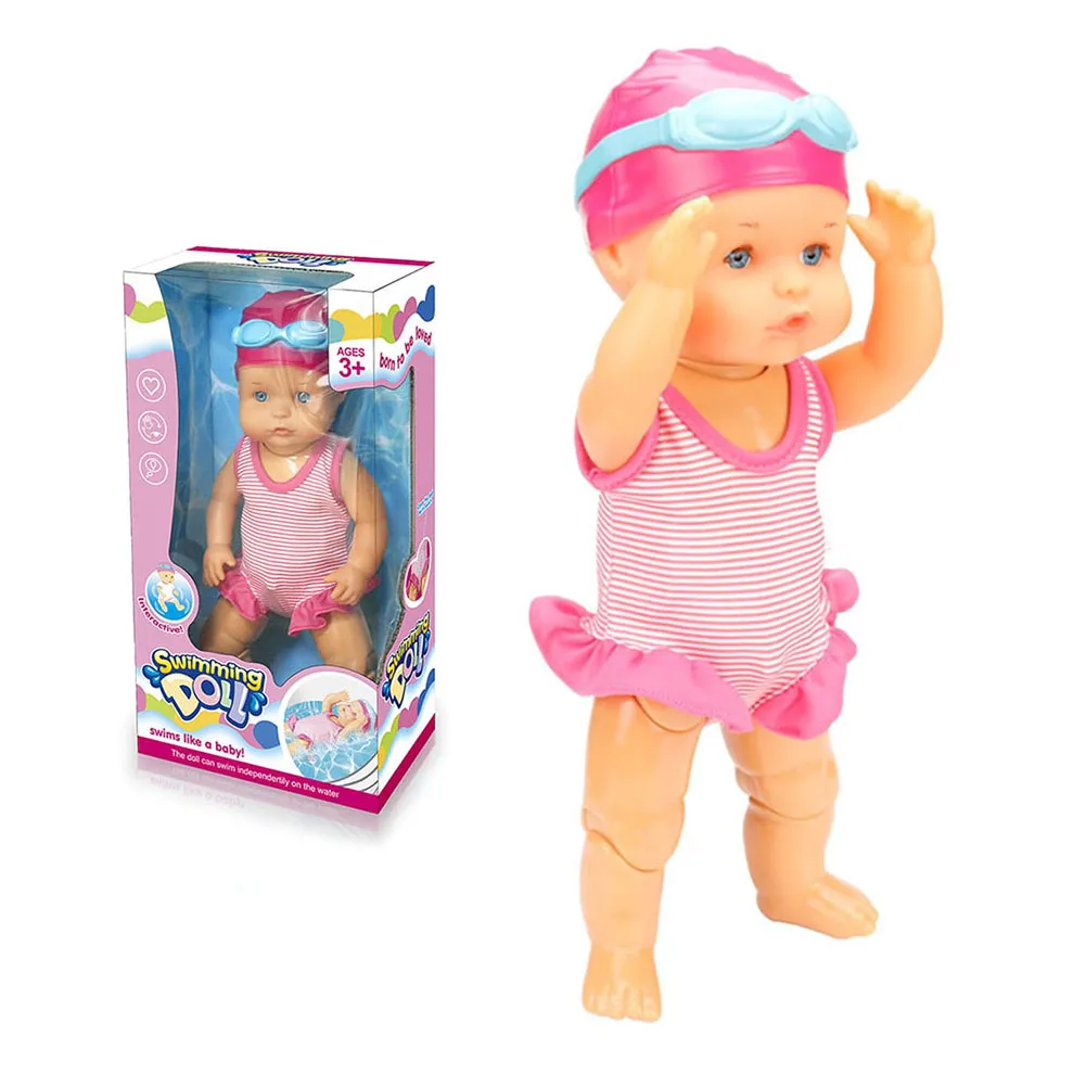Swimming Doll Waterproof Doll with Movable Joint Battery Powered Detachable Suit Cute Realistic Doll Baby Doll Kids Bathroom Toy