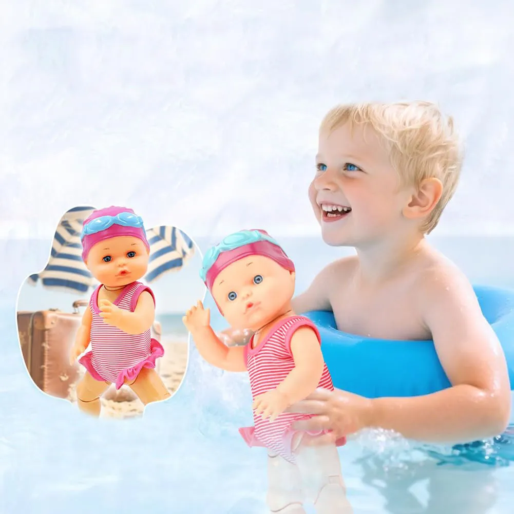 Swimming Doll Waterproof Doll with Movable Joint Battery Powered Detachable Suit Cute Realistic Doll Baby Doll Kids Bathroom Toy
