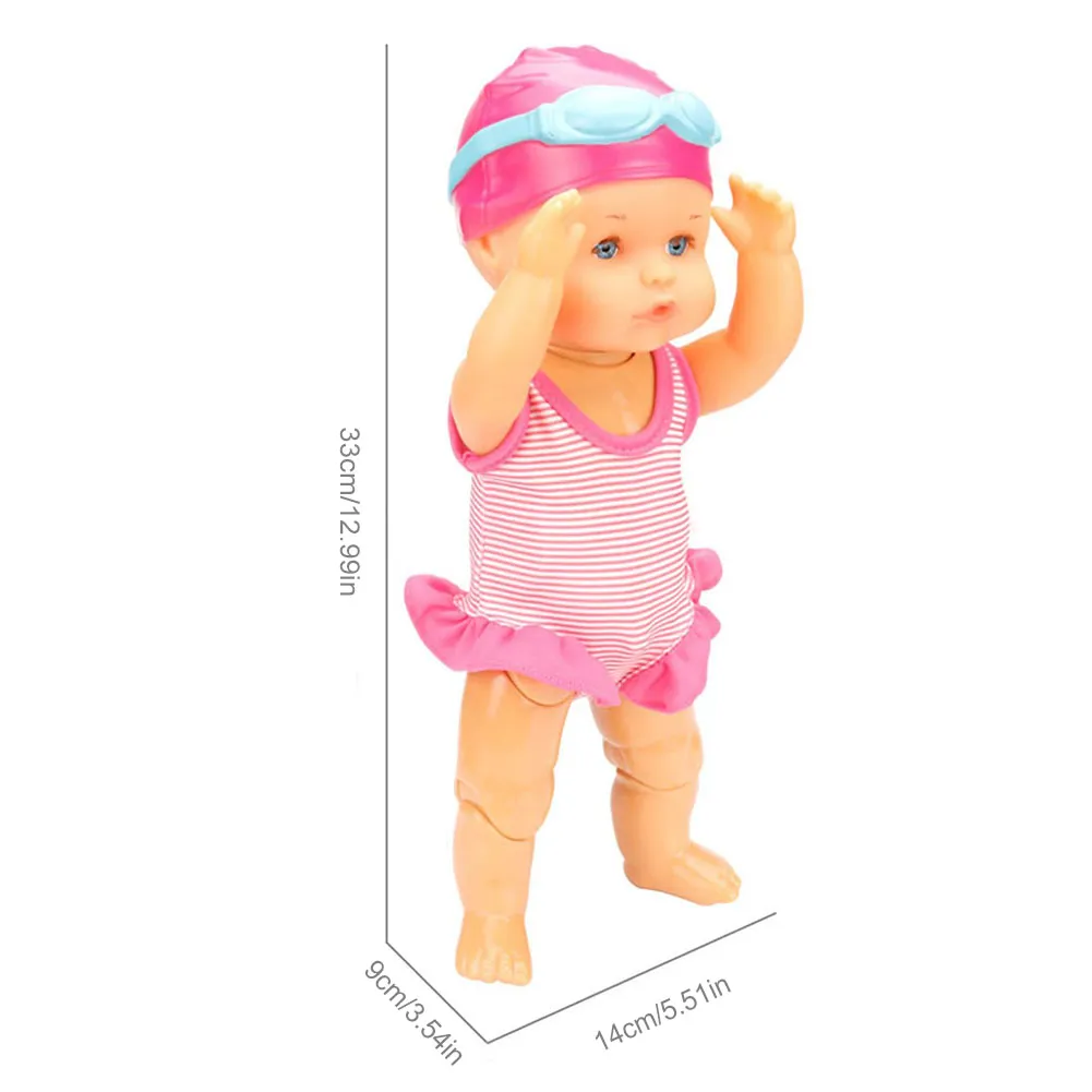 Swimming Doll Waterproof Doll with Movable Joint Battery Powered Detachable Suit Cute Realistic Doll Baby Doll Kids Bathroom Toy