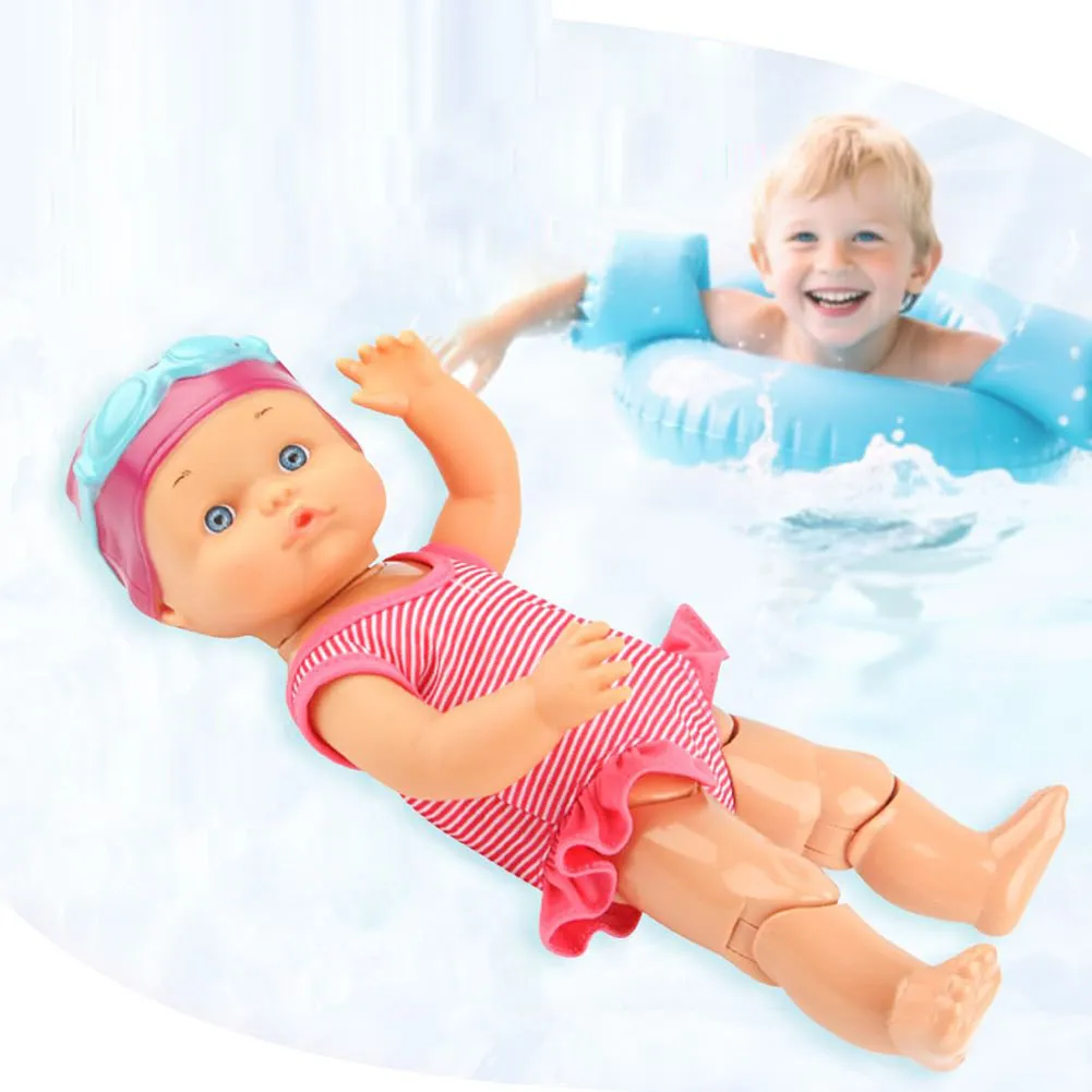 Swimming Doll Waterproof Doll with Movable Joint Battery Powered Detachable Suit Cute Realistic Doll Baby Doll Kids Bathroom Toy