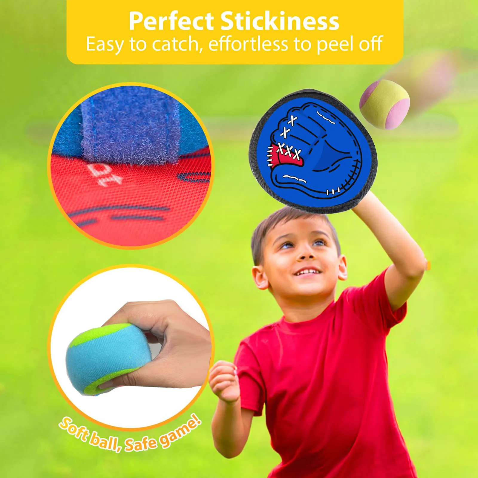4Set Kids Sucker Sticky Ball Toy Outdoor Sports Catch Ball Game Set Throw And Catch Parent-Child Interactive Outdoor Toys