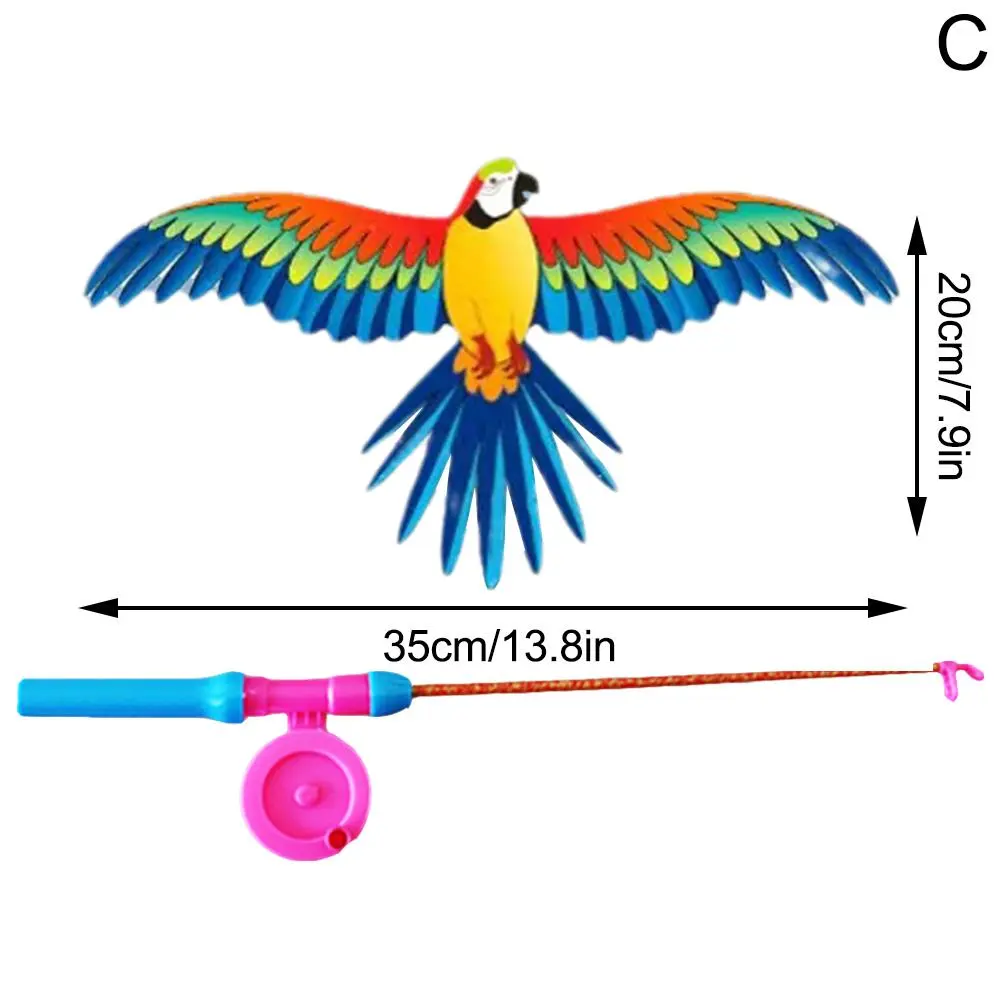 Children Kite Toy Cartoon Eagle Foldable Mini Plastic Toys Kite Hand Brake Fishing Rod Butterflies For Kids Outdoor Toy For Fun