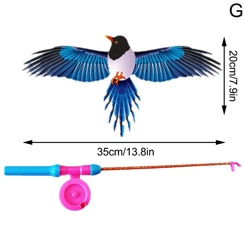 Children Kite Toy Cartoon Eagle Foldable Mini Plastic Toys Kite Hand Brake Fishing Rod Butterflies For Kids Outdoor Toy For Fun