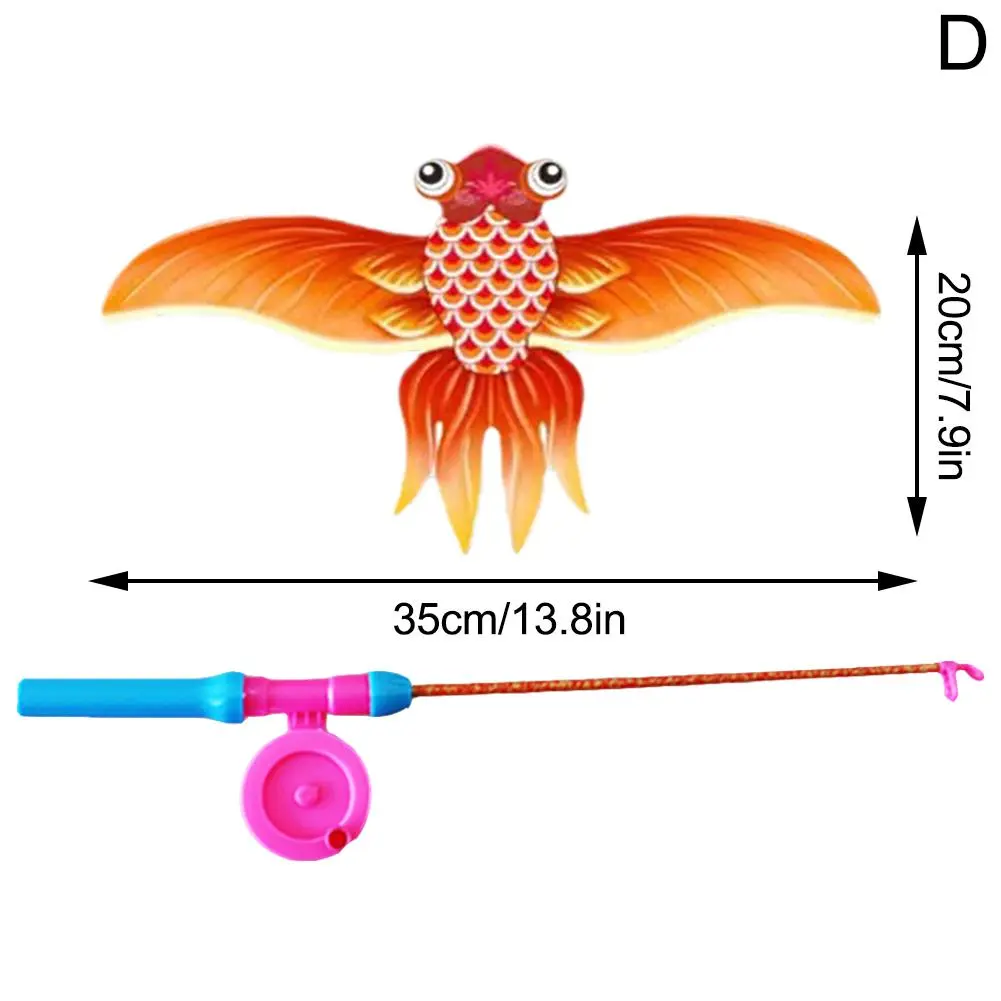Children Kite Toy Cartoon Eagle Foldable Mini Plastic Toys Kite Hand Brake Fishing Rod Butterflies For Kids Outdoor Toy For Fun