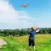 Children Kite Toy Cartoon Eagle Foldable Mini Plastic Toys Kite Hand Brake Fishing Rod Butterflies For Kids Outdoor Toy For Fun