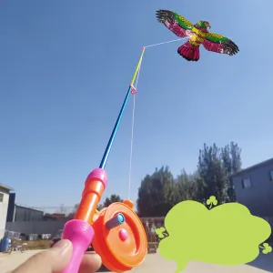 Cartoon Children Kite Mini Plastic Toys Kite + 40cm Hand Brake Fishing Rod Outdoor Fun Sports Toys Kites For Kids Gifts