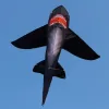 Strong Black Shark kite With Long Colorful Tail!Huge Beginner Shark Kites for Kids And Adults  Come With String And Handle