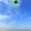 Outdoor Fun Sports New Arrive 1.2m  LED Green Triangle Kites With Tail / Handle & Line Good Flying