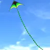 Outdoor Fun Sports New Arrive 1.2m  LED Green Triangle Kites With Tail / Handle & Line Good Flying