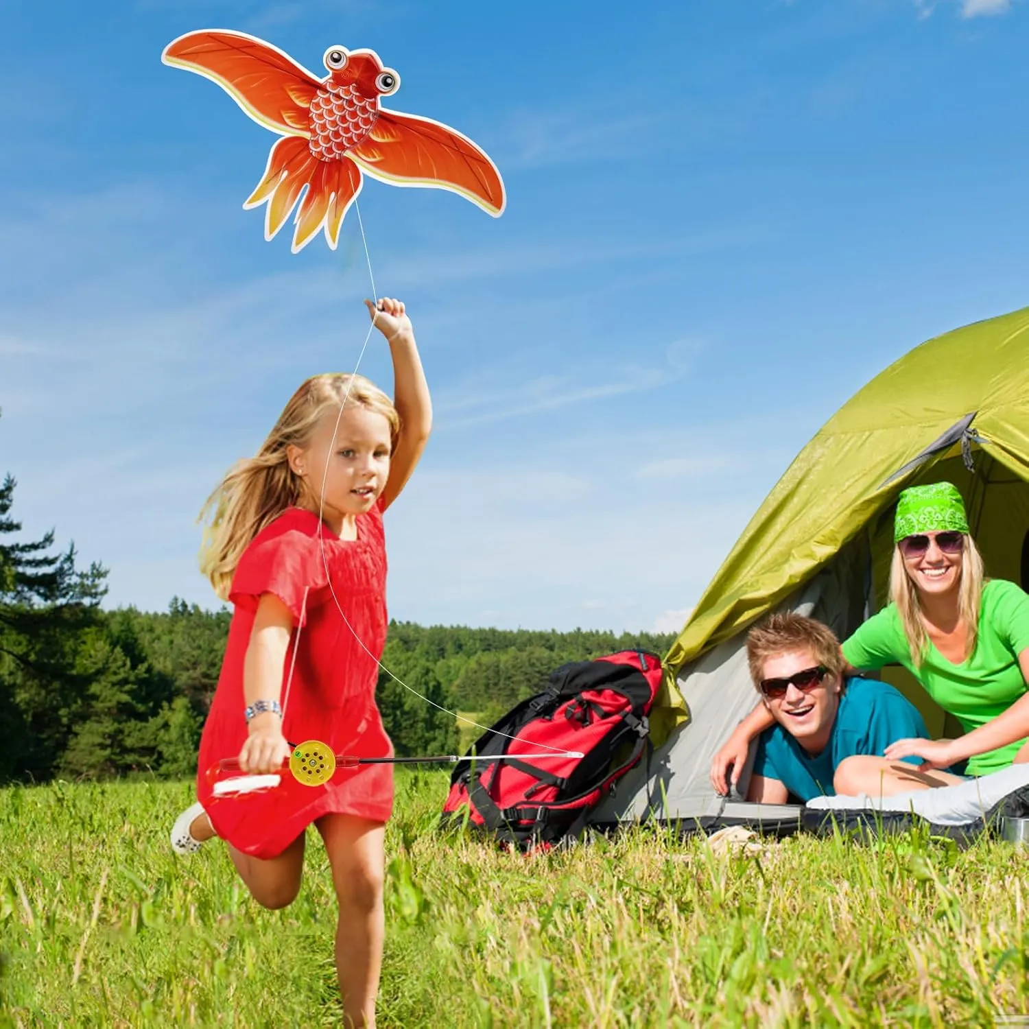 1Set Cartoon Butterfly & Eagle Kite for Kids - 164ft/50m String with Handle - Summer Outdoor Flying Kite Toy for Children