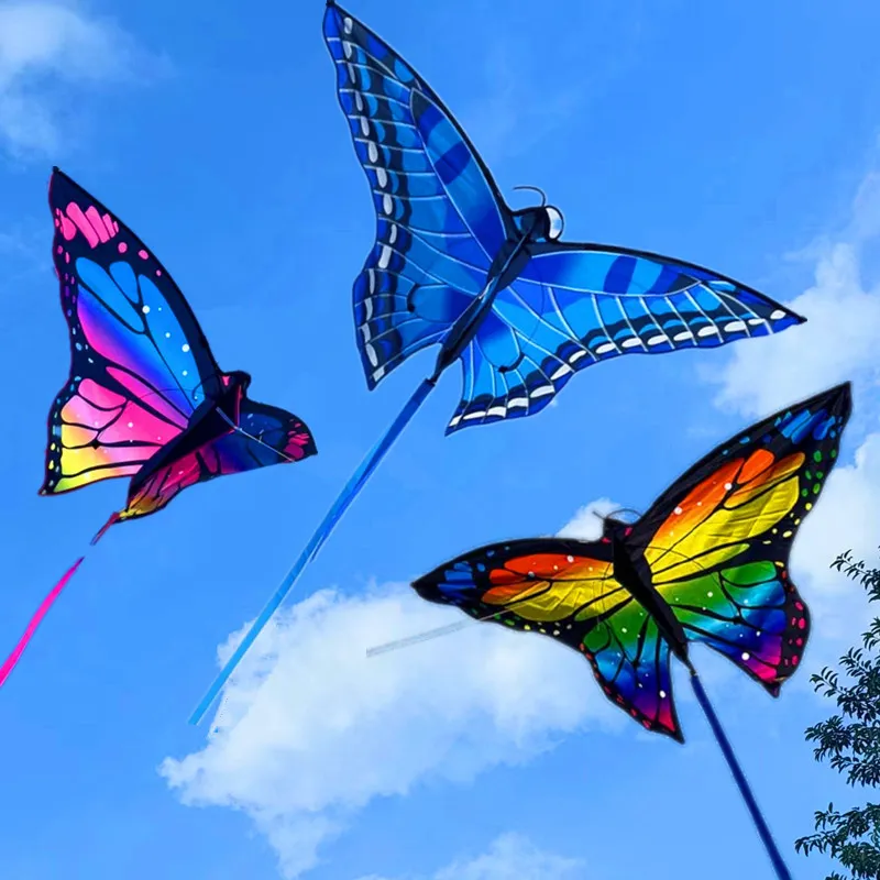 Colorful Butterfly Kite With 100M Handle Line Beautiful Butterfly 1.45M Kite Air Bounce Children's Kite Outdoor Sports Toys