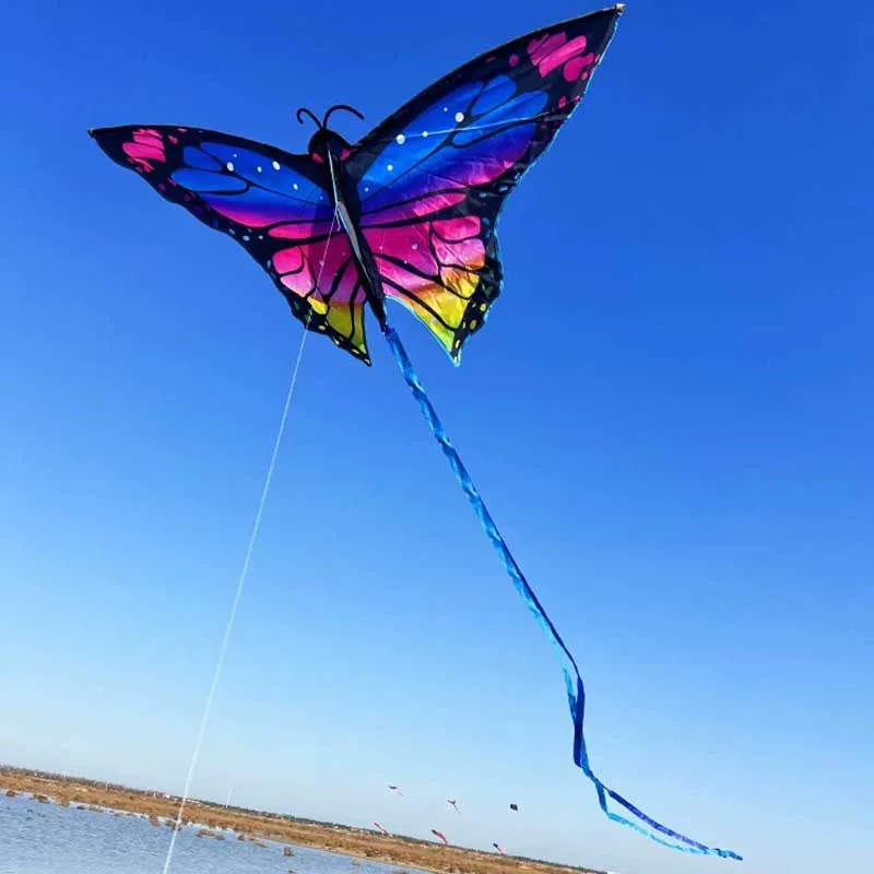 Colorful Butterfly Kite With 100M Handle Line Beautiful Butterfly 1.45M Kite Air Bounce Children's Kite Outdoor Sports Toys