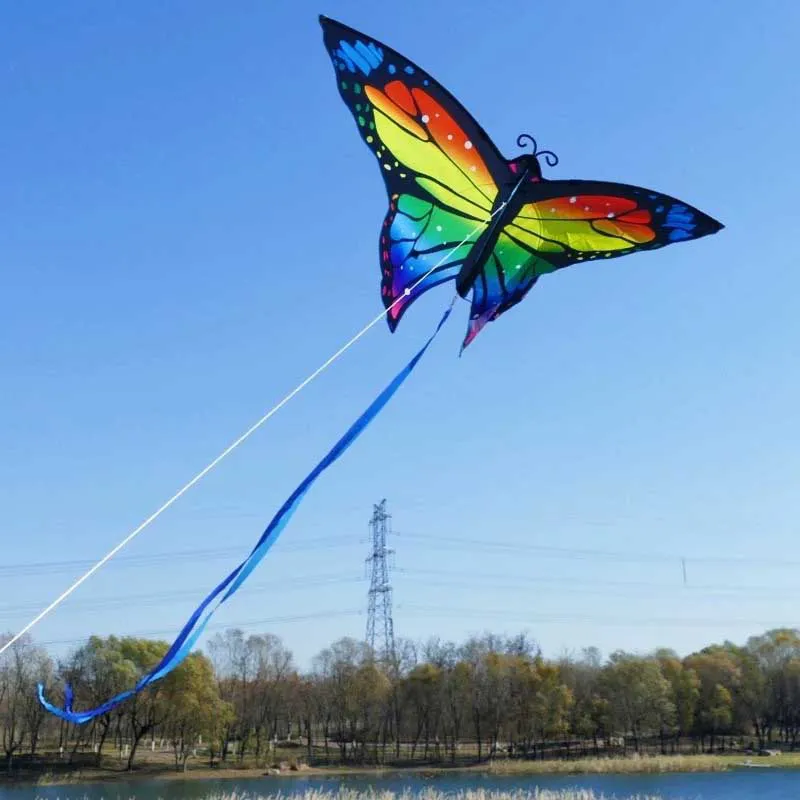 Colorful Butterfly Kite With 100M Handle Line Beautiful Butterfly 1.45M Kite Air Bounce Children's Kite Outdoor Sports Toys
