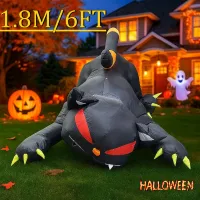 1.8M Inflatable Toys Black Cat Shakes Head Garden Party Ornament Built-in LED Lights Up Ghost Festival Yard Garden Lawn Indoor