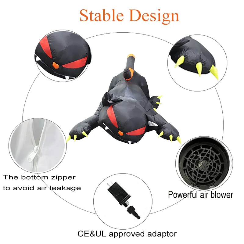 1.8M Inflatable Toys Black Cat Shakes Head Garden Party Ornament Built-in LED Lights Up Ghost Festival Yard Garden Lawn Indoor