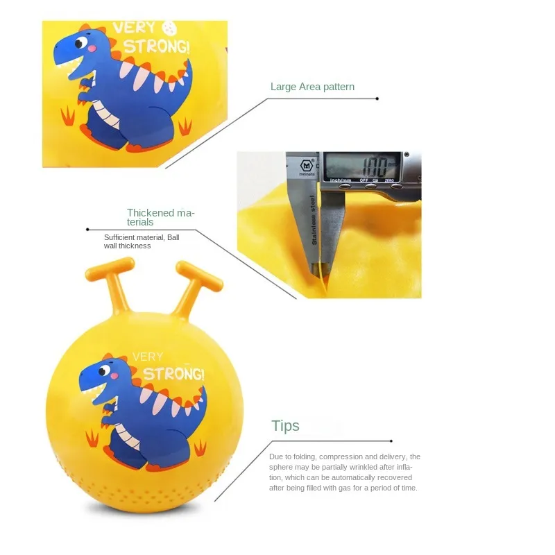 45CM Cartoon Bouncing Jumping Ball with Handle PVC Children Outdoor Sports Inflatable Balls Beach Pool Toys for Kids Baby