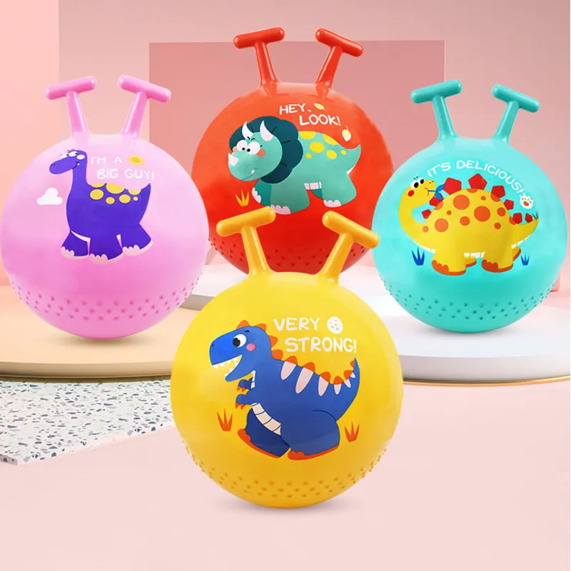 45CM Cartoon Bouncing Jumping Ball with Handle PVC Children Outdoor Sports Inflatable Balls Beach Pool Toys for Kids Baby