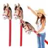 37 Inches Inflatable Stick Horse Head Pony Stick Balloon Cowboy Cowgirl Farm Animal Themed Birthday Party Decor Gift Toy