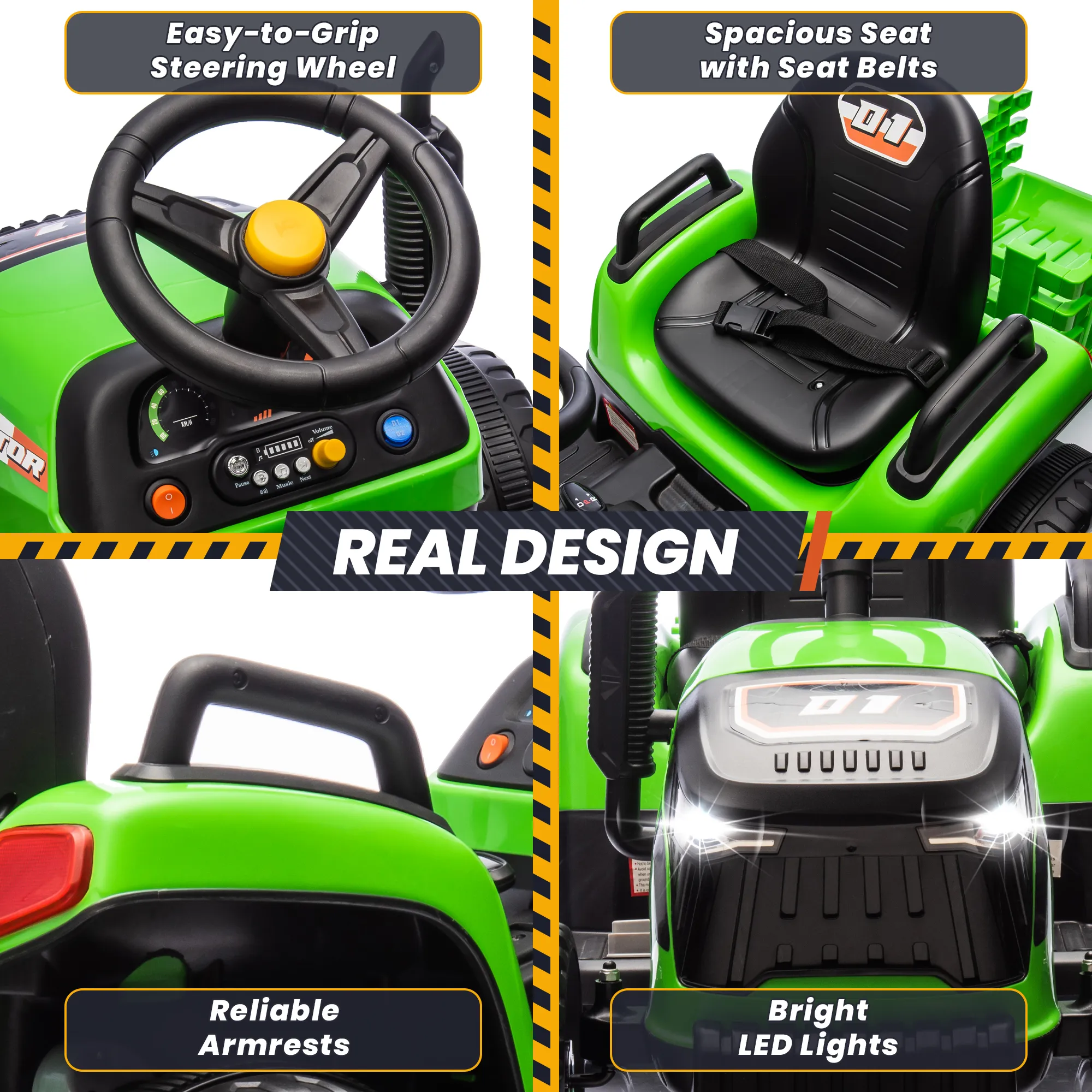 Joyracer 24 Volts Ride on Toys Vehicle w/Remote Control, 2 Seater Powered Ride on Tractor Truck, Electric Car for Kids 2-6 Gifts