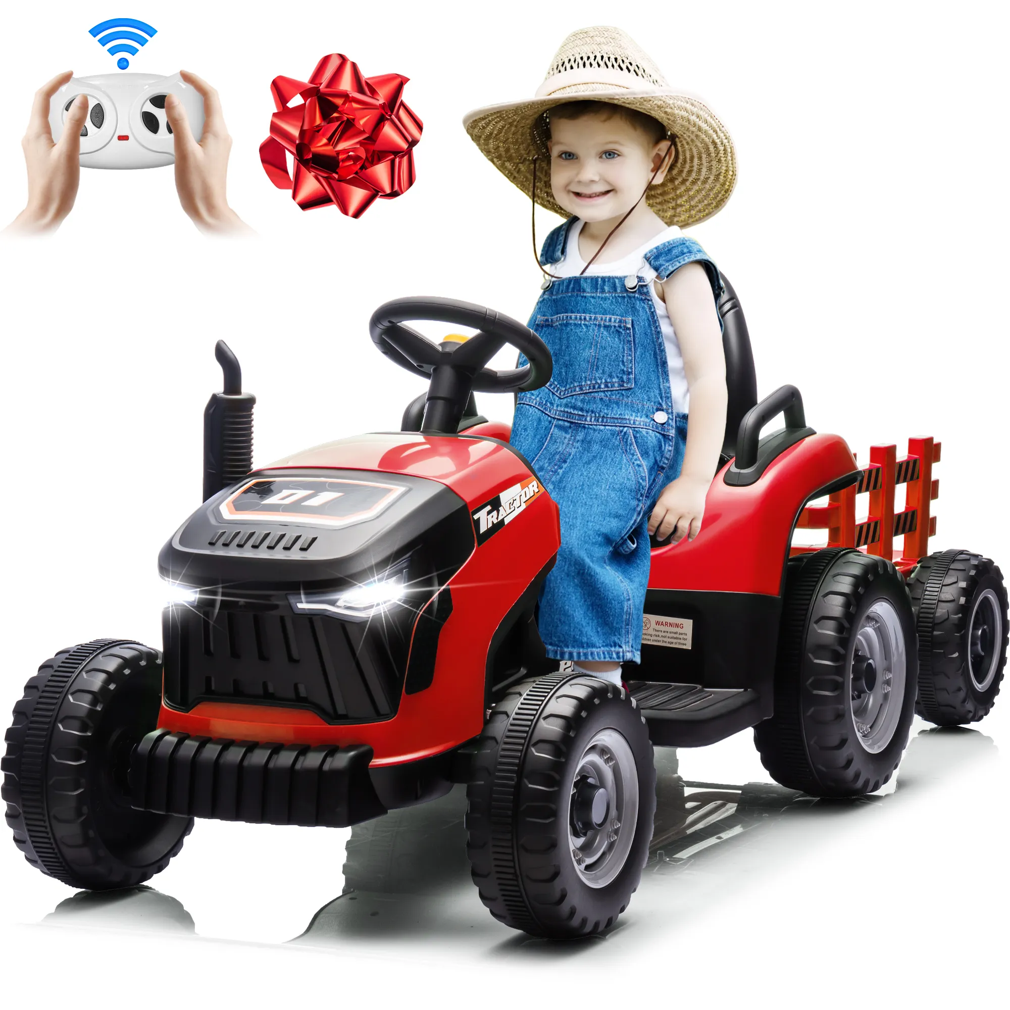 Joyracer 24 Volts Ride on Toys Vehicle w/Remote Control, 2 Seater Powered Ride on Tractor Truck, Electric Car for Kids 2-6 Gifts