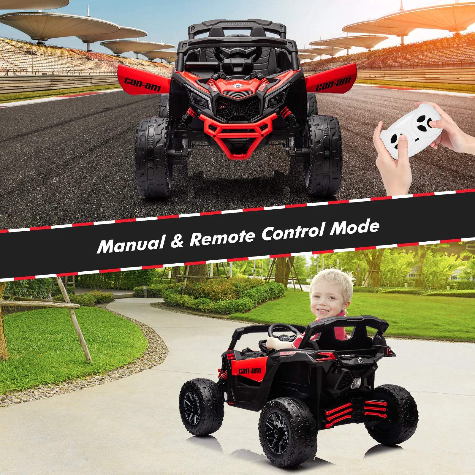 Kids UTV, Electric Ride on UTV Car, Licensed Can-Am Electric Off-Road Car, Ride On Truck Car w/Remote Control, Large Seat