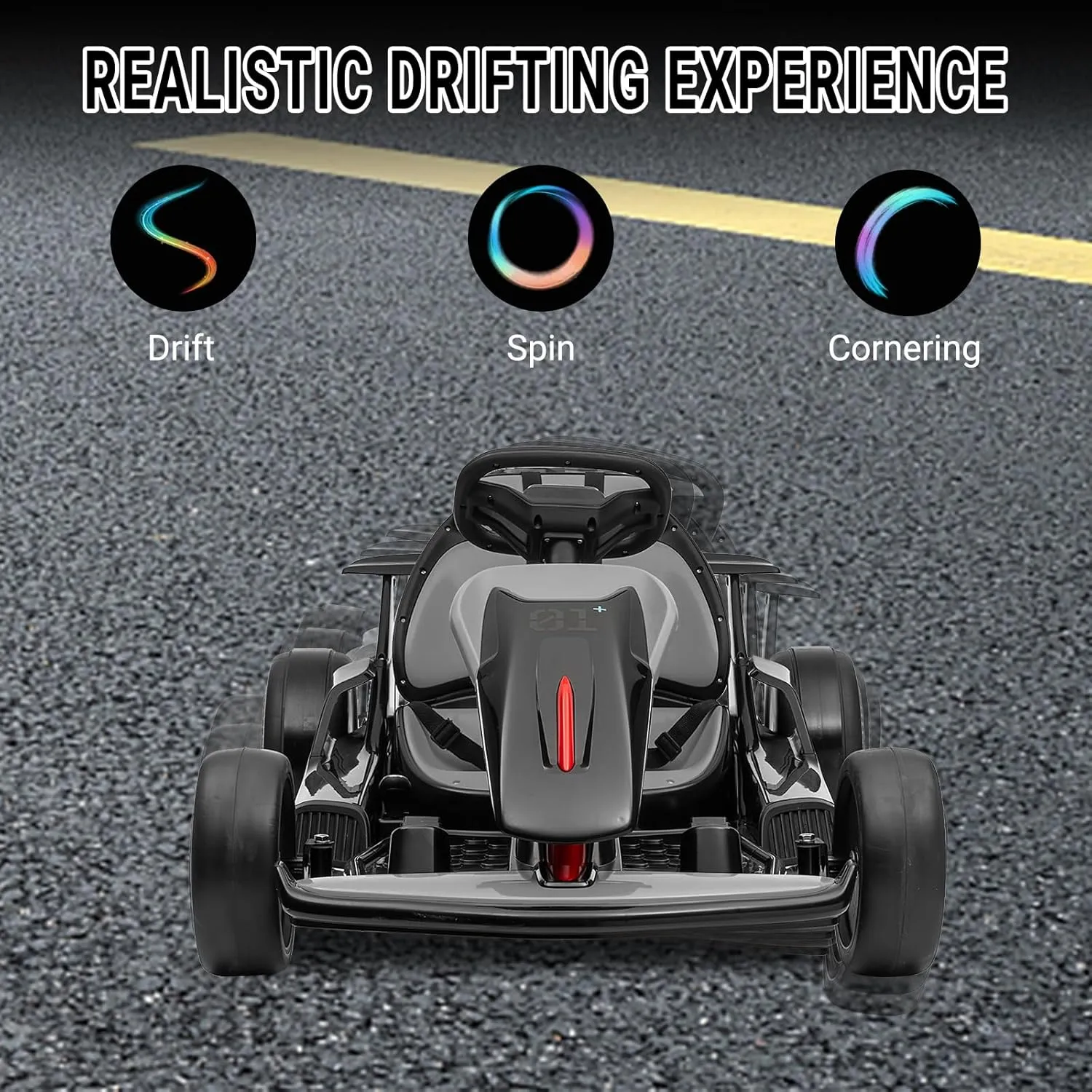 24V Go Kart for Kids 6+ Ride On Drift Kart with 200W*2 Extra Powerful Motors 8.1MPH High Speed Drifting with Music Horn