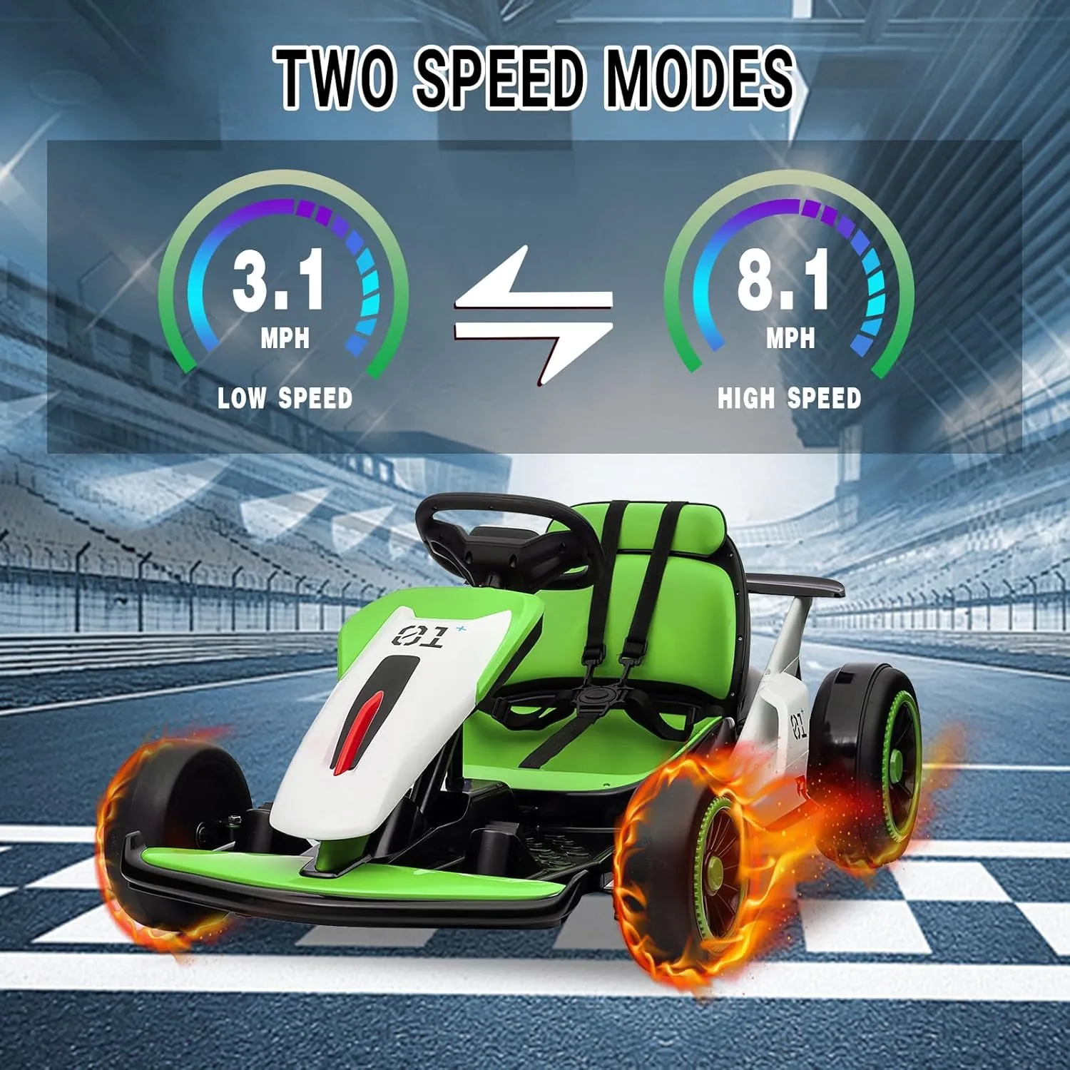 24V Go Kart for Kids 6+ Ride On Drift Kart with 200W*2 Extra Powerful Motors 8.1MPH High Speed Drifting with Music Horn