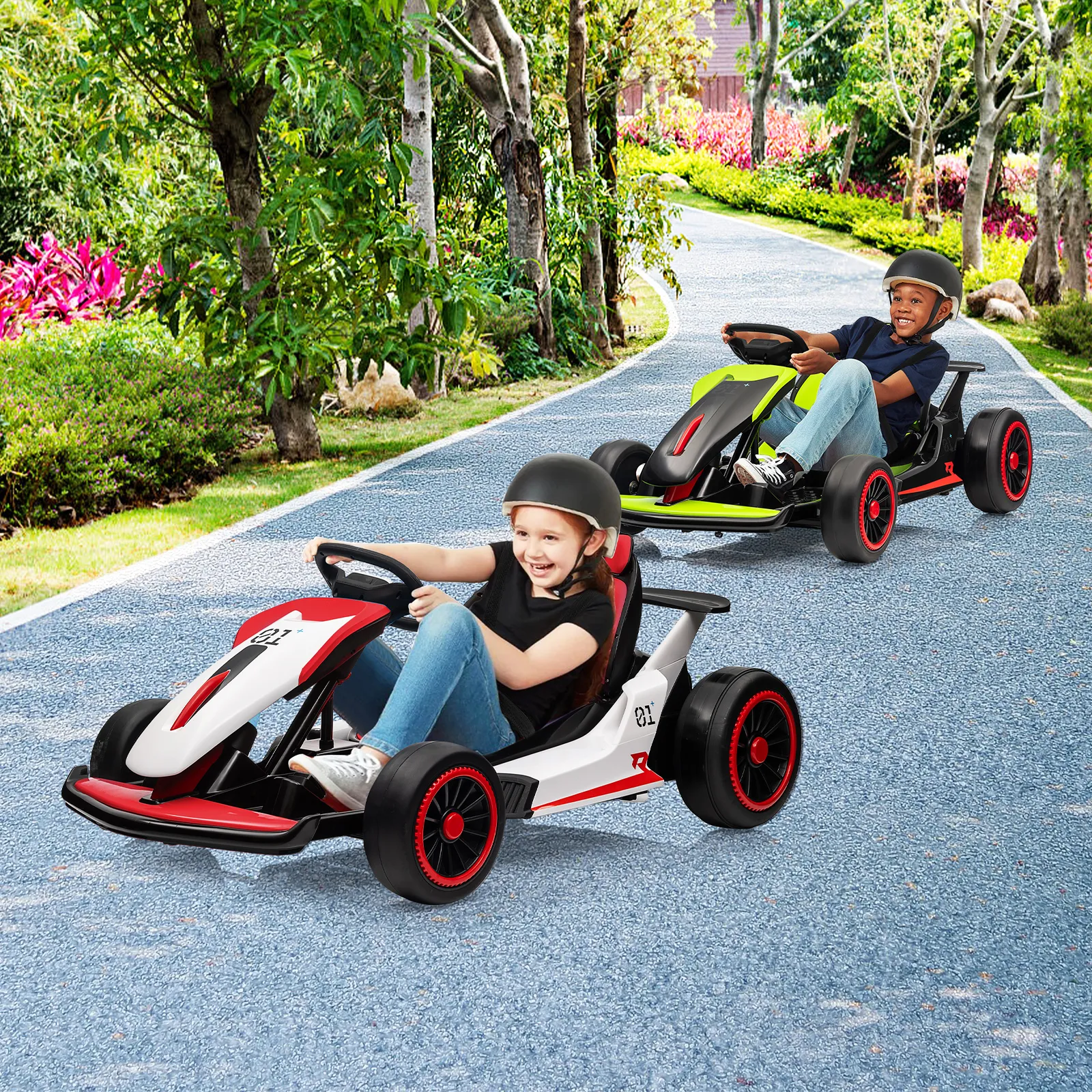 24V Go Kart for Kids 6+ Ride On Drift Kart with 200W*2 Extra Powerful Motors 8.1MPH High Speed Drifting with Music Horn