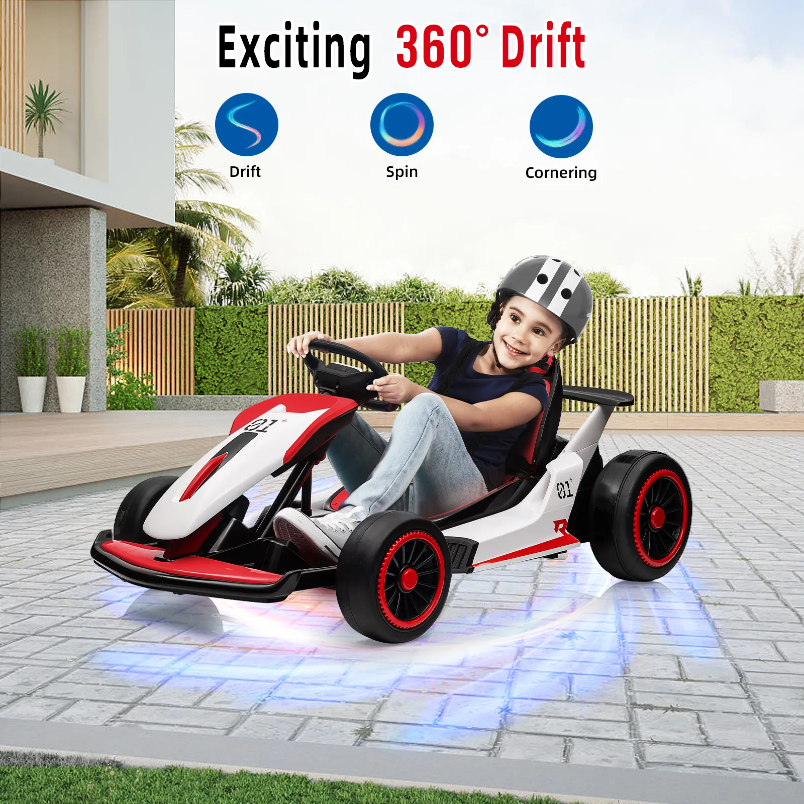 24V Go Kart for Kids 6+ Ride On Drift Kart with 200W*2 Extra Powerful Motors 8.1MPH High Speed Drifting with Music Horn