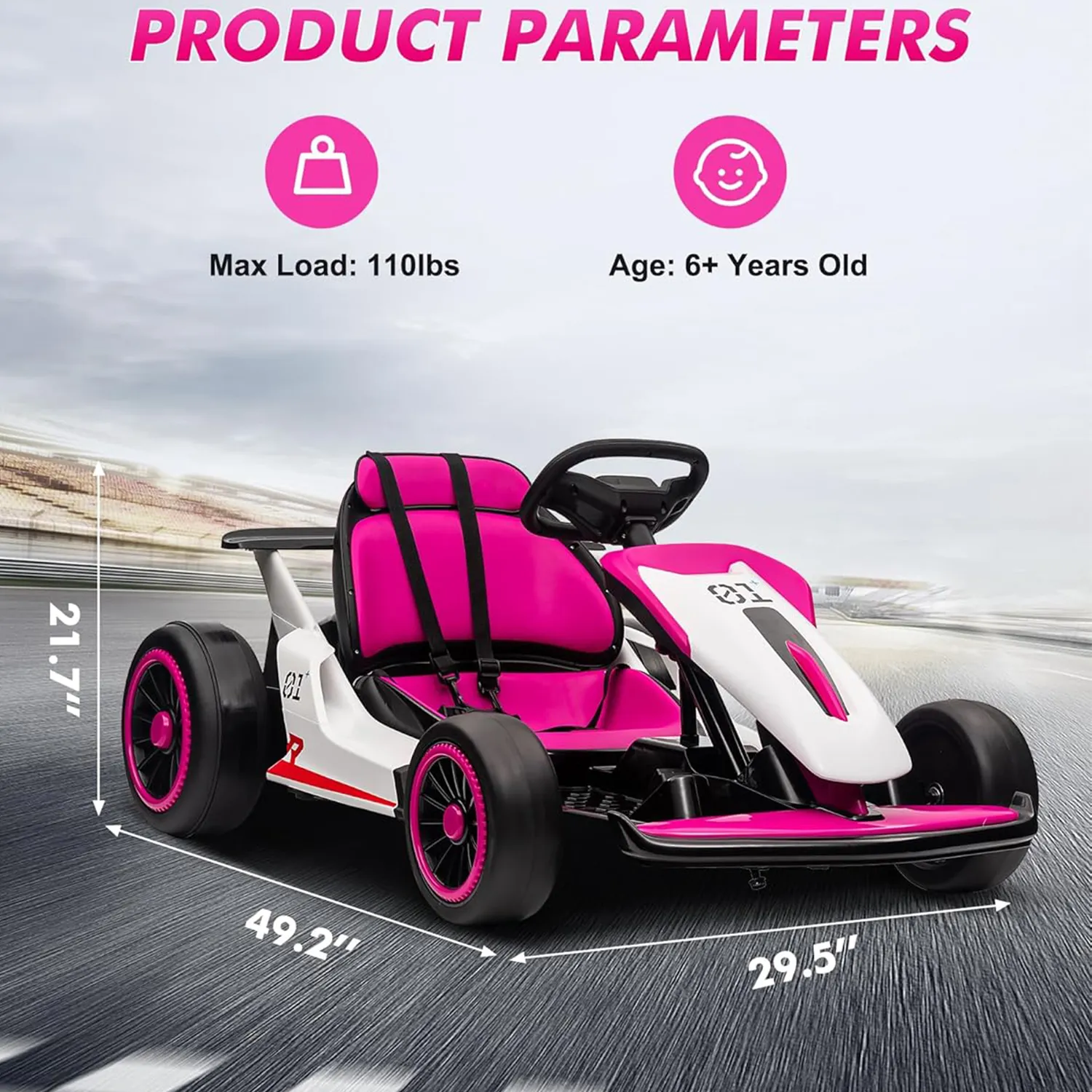 24V Go Kart for Kids 6+ Ride On Drift Kart with 200W*2 Extra Powerful Motors 8.1MPH High Speed Drifting with Music Horn