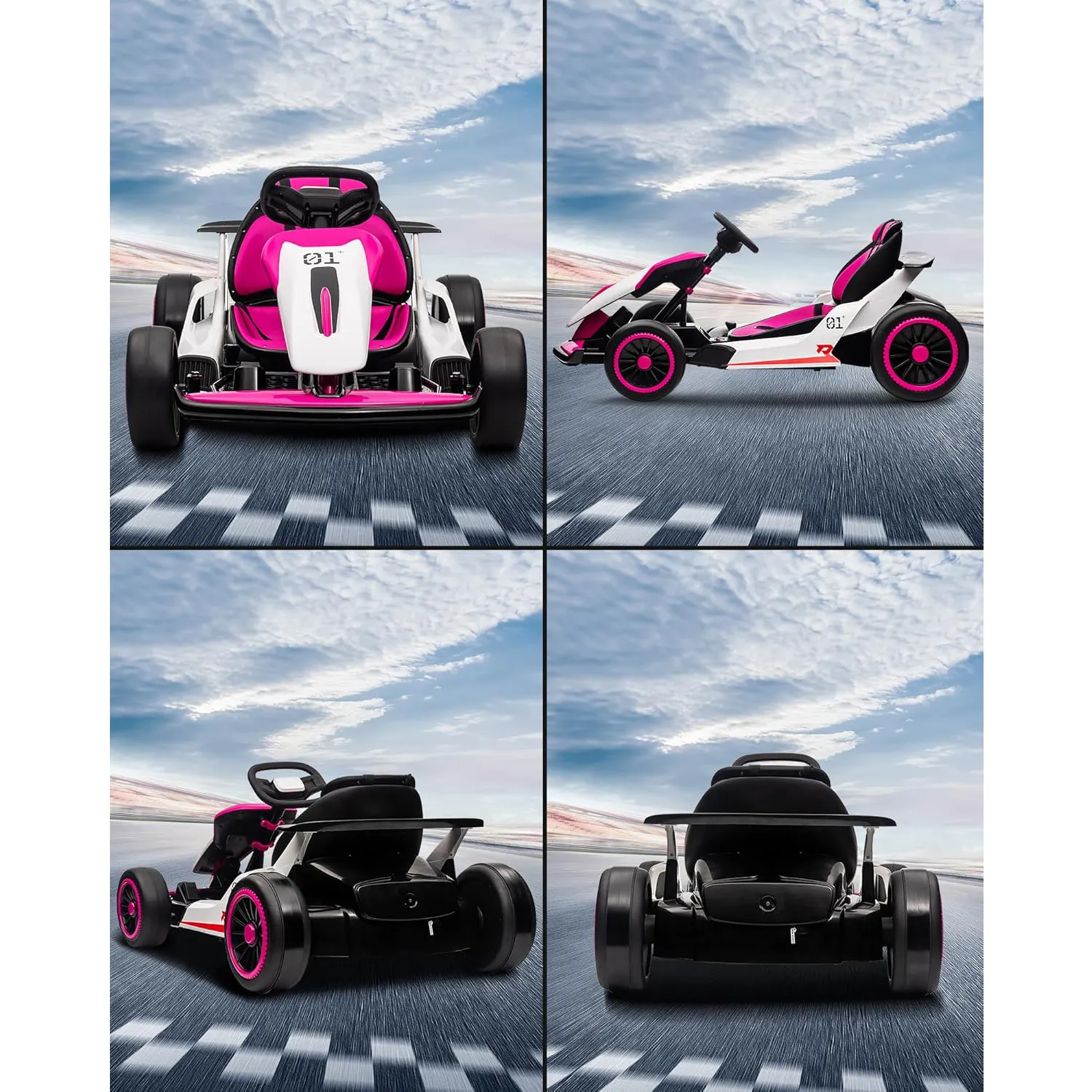 24V Go Kart for Kids 6+ Ride On Drift Kart with 200W*2 Extra Powerful Motors 8.1MPH High Speed Drifting with Music Horn
