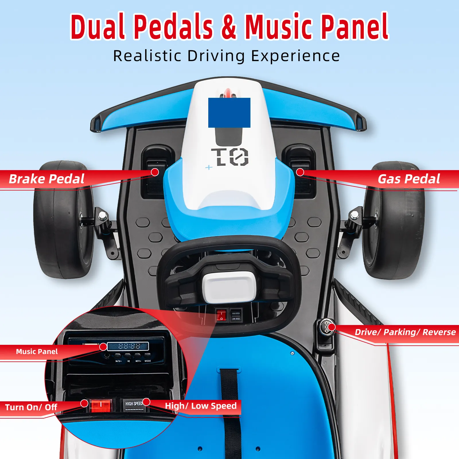 24V Go Kart for Kids 6+ Ride On Drift Kart with 200W*2 Extra Powerful Motors 8.1MPH High Speed Drifting with Music Horn