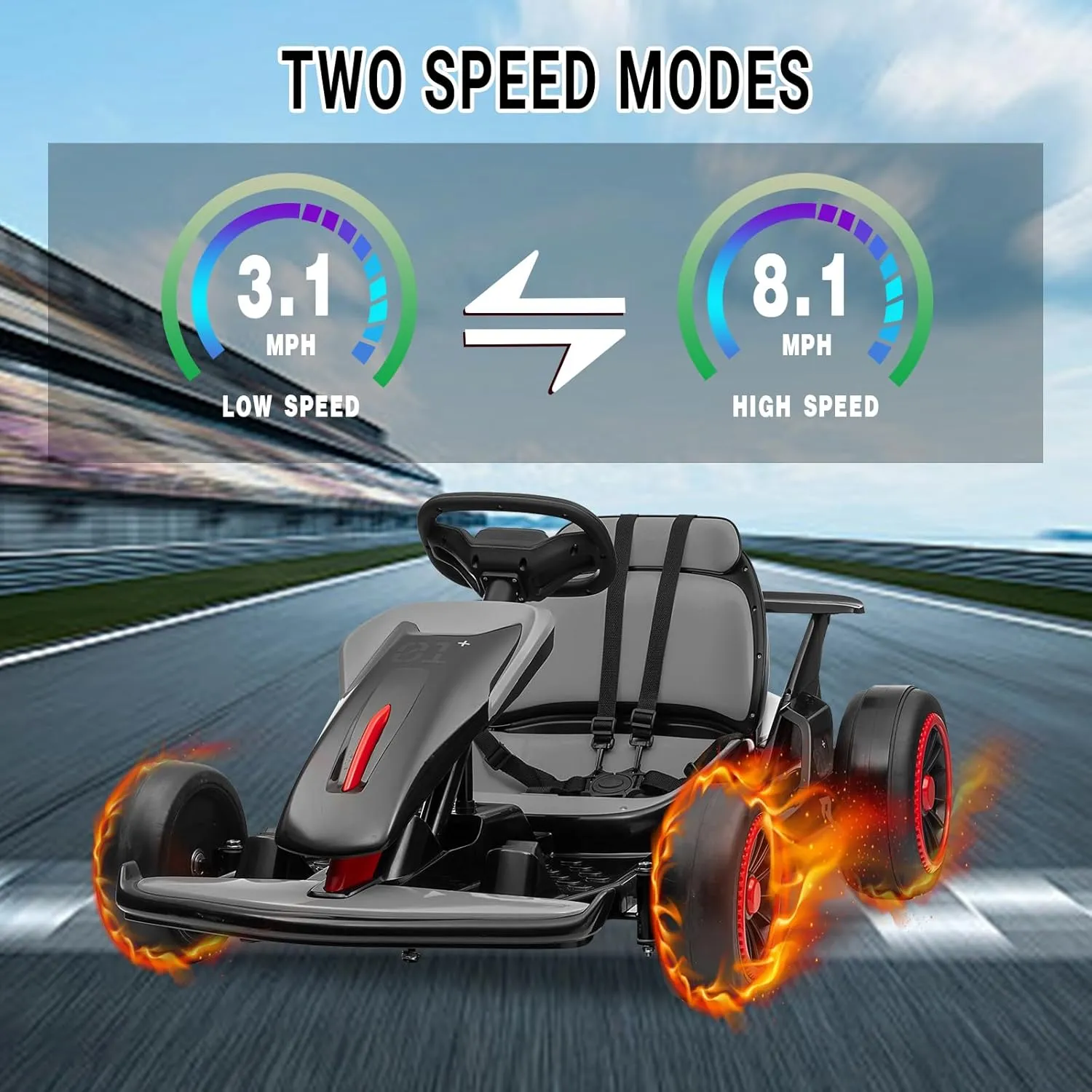 24V Go Kart for Kids 6+ Ride On Drift Kart with 200W*2 Extra Powerful Motors 8.1MPH High Speed Drifting with Music Horn