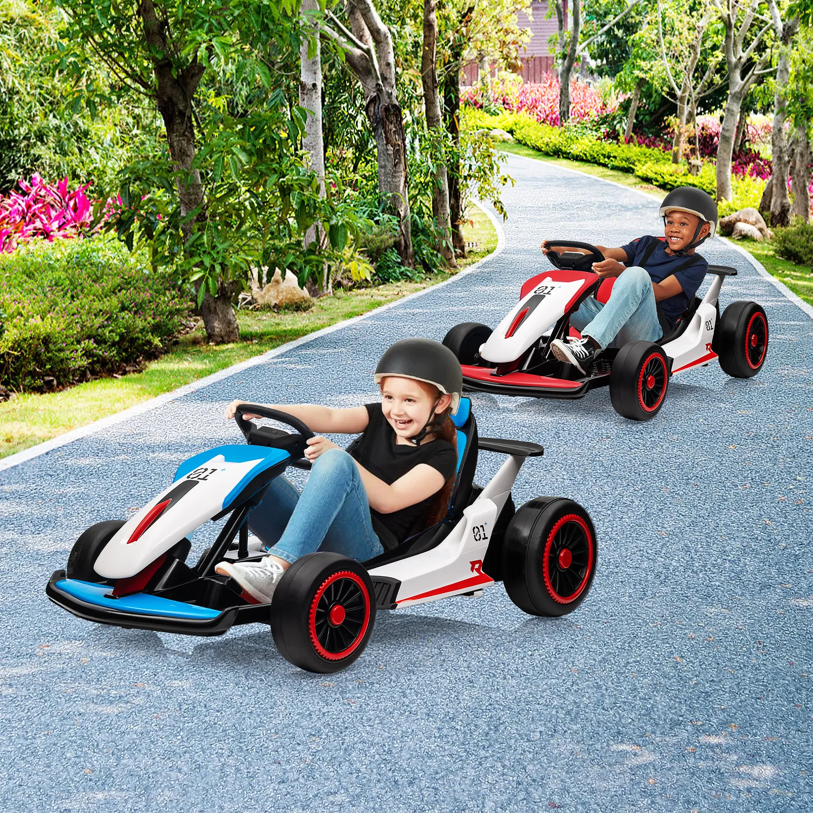 24V Go Kart for Kids 6+ Ride On Drift Kart with 200W*2 Extra Powerful Motors 8.1MPH High Speed Drifting with Music Horn