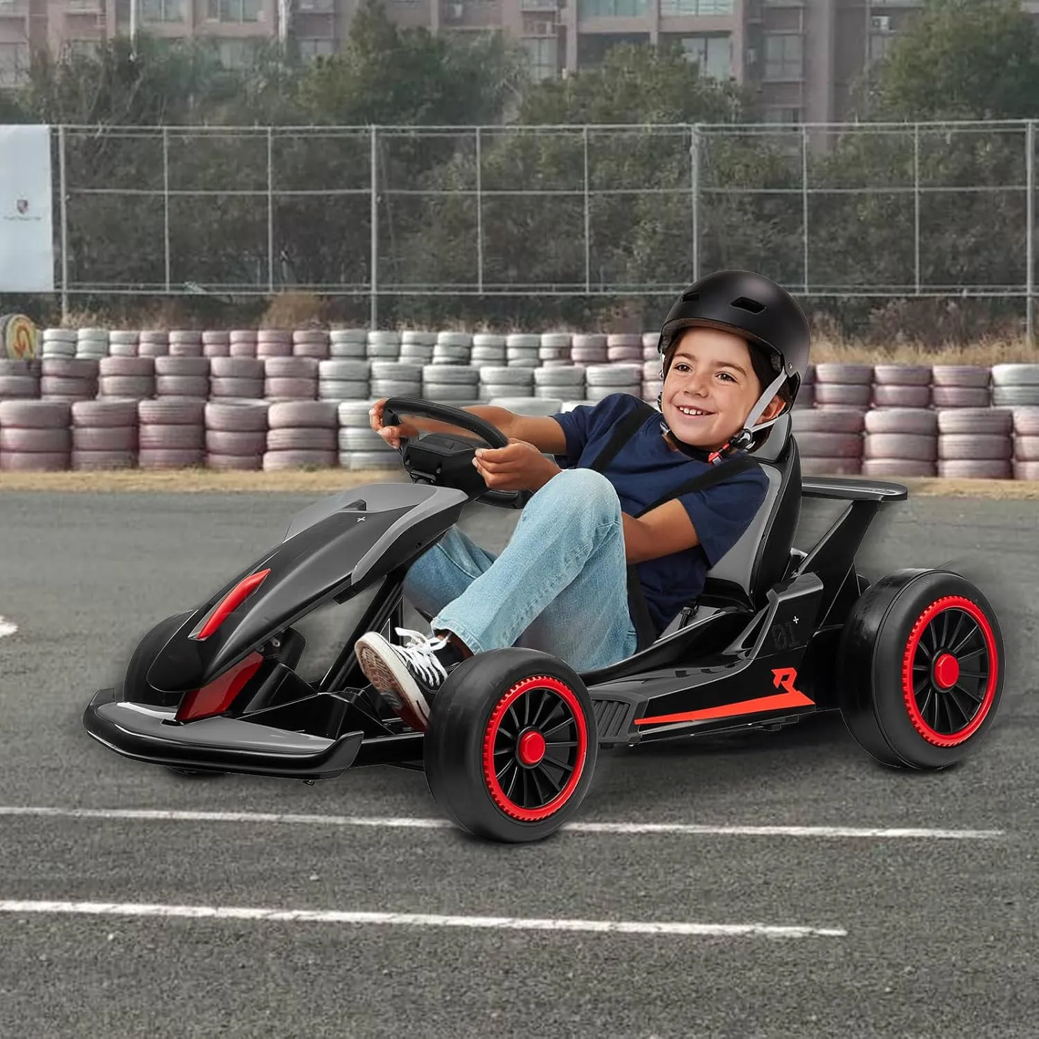 24V Go Kart for Kids 6+ Ride On Drift Kart with 200W*2 Extra Powerful Motors 8.1MPH High Speed Drifting with Music Horn