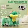 6V Kids Ride on Horse,Triceratops Shaped Electric Animal Car with Music Forward,PU Wheels,for Girls Boys Aged 18-36 Months,Green