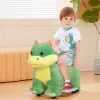 6V Kids Ride on Horse,Triceratops Shaped Electric Animal Car with Music Forward,PU Wheels,for Girls Boys Aged 18-36 Months,Green