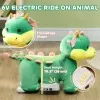 6V Kids Ride on Horse,Triceratops Shaped Electric Animal Car with Music Forward,PU Wheels,for Girls Boys Aged 18-36 Months,Green
