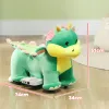 6V Kids Ride on Horse,Triceratops Shaped Electric Animal Car with Music Forward,PU Wheels,for Girls Boys Aged 18-36 Months,Green