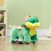 6V Kids Ride on Horse,Triceratops Shaped Electric Animal Car with Music Forward,PU Wheels,for Girls Boys Aged 18-36 Months,Green
