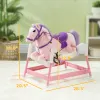 Spring Rocking Horse, Kids Ride on Horse, Plush Horse Ride-on with Sounds & Foot Stirrups, Saddle for Kids 3-8 Years, Pink