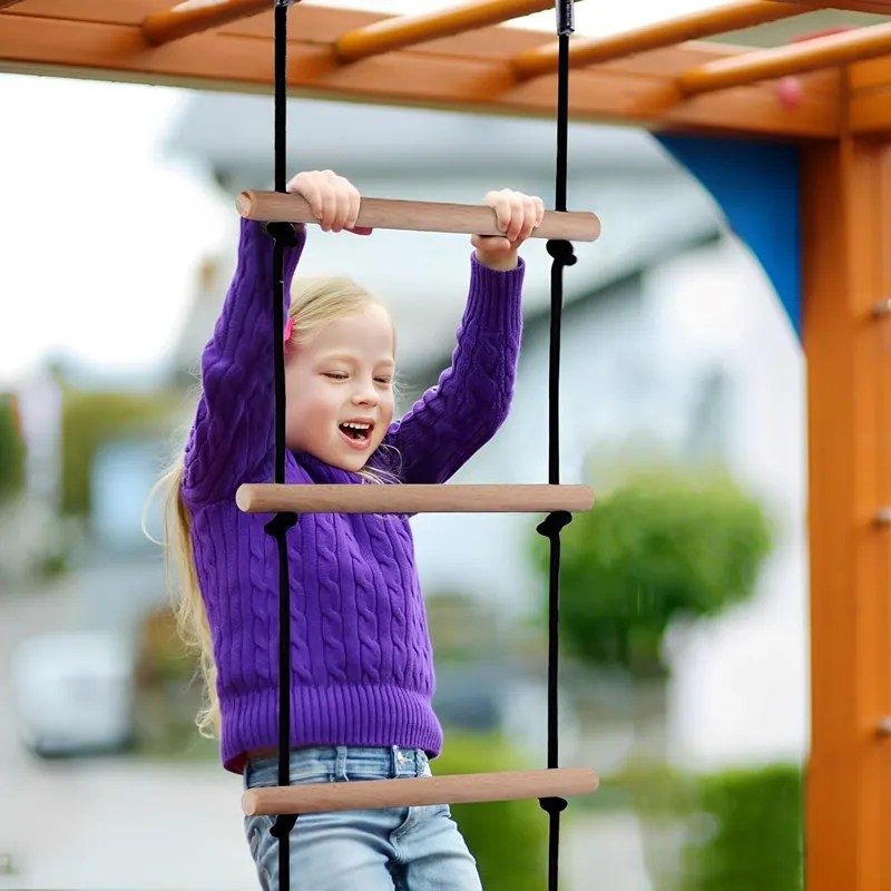 Children Climbing Rope Ladder Wooden Swing Kids Indoor Outdoor Tree Playground Recreation Play Game Bodybuilding Set