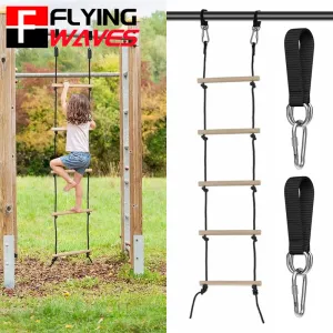 Children Climbing Rope Ladder Wooden Swing Kids Indoor Outdoor Tree Playground Recreation Play Game Bodybuilding Set