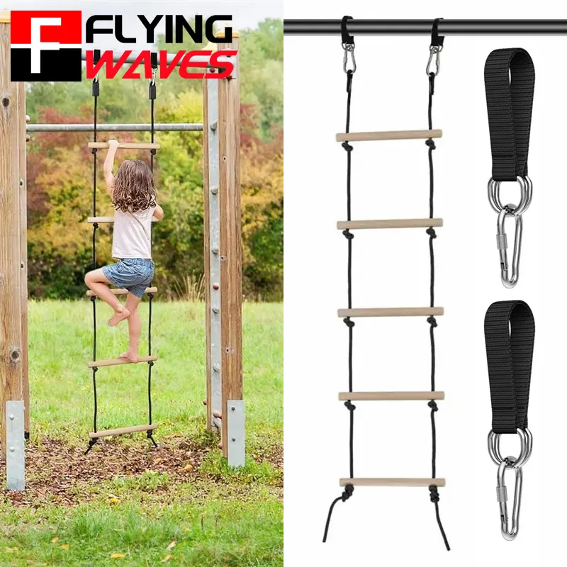 Children Climbing Rope Ladder Wooden Swing Kids Indoor Outdoor Tree Playground Recreation Play Game Bodybuilding Set