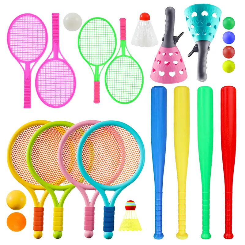 Mini Plastic Racket Set Outdoor Fitness Props for Children Sports Entertainment Tennis / Badminton / Baseball Equipment TMZ