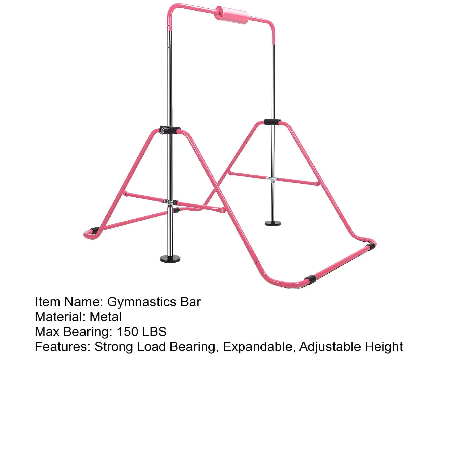 Adjustable Height Gymnastic Horizontal Bar, Expandable Gymnastics Bar, Pull Up Stand Station, Kids Folding Training Monkey Bar