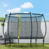 Soozier 10ft Outdoor Trampoline with Net Enclosure, Curved Poles, Black