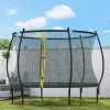 Soozier 10ft Outdoor Trampoline with Net Enclosure, Curved Poles, Black