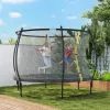 Soozier 10ft Outdoor Trampoline with Net Enclosure, Curved Poles, Black